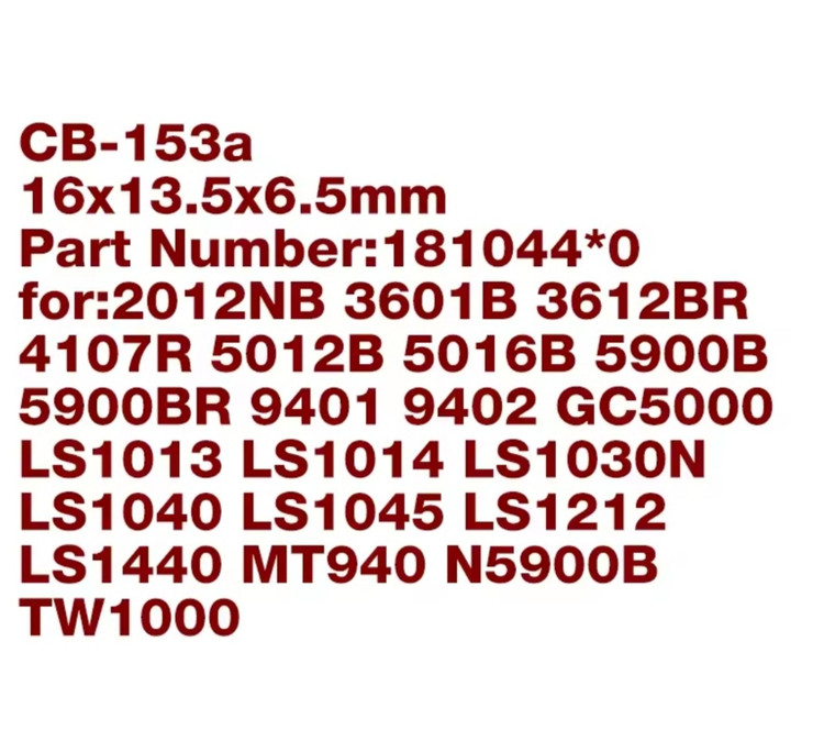 زغال ماکیتا CB 153 (اصلی) 1002BA 1805N 2012 2012NB 2703 2704 3501N 3601B 3612BR 4107R 5007F 5007MG 5007N 5007NF 5103N 5201N 5900B 5902B 6910 7104L 9105 9209BR 9607GB 9609GB LF1000 LS1013 LS1016 LS1030 LS1040 LS1040F LS1212 LS1214 LS1214F LS1216 LS1221 MBS400 MT940 TW1000 UC3530A UC4030A